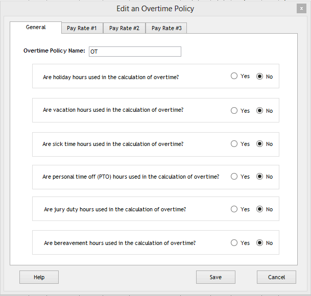Add a New Overtime Policy screen Add a New Overtime Policy screen