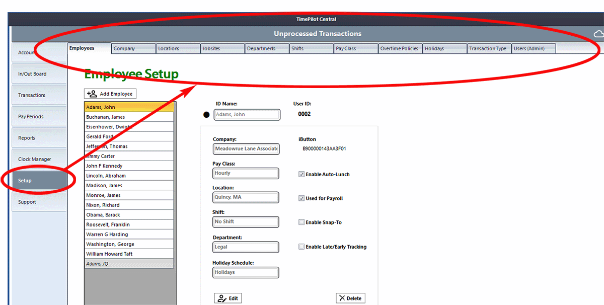 Click the 'Setup' tab on the left edge of the screen to display all your options across the top. Click the 'Setup' tab on the left edge of the screen to display all your options across the top.